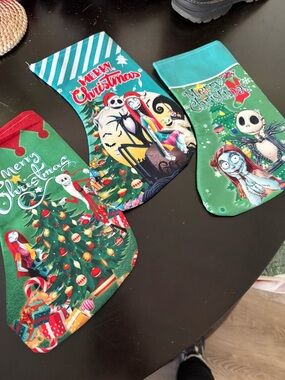 Nightmare Before Christmas Holiday Stockings - Set of 3 (Green/Teal/Red)